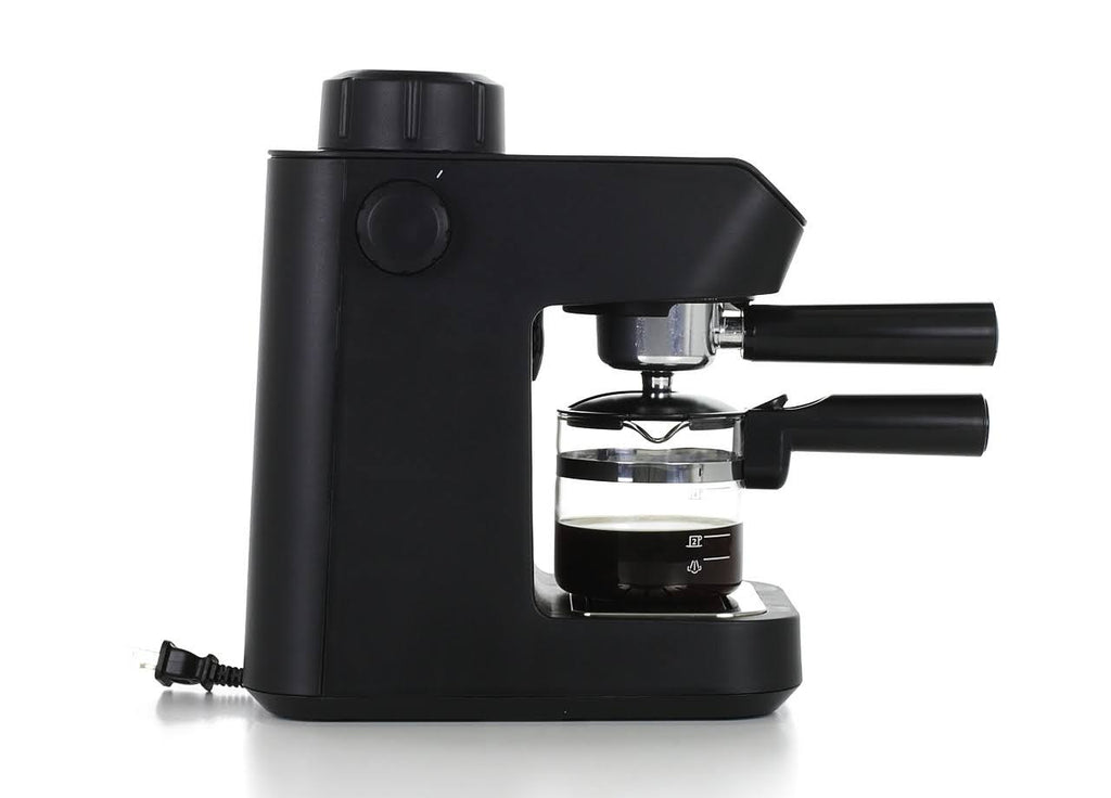 4-Cup Black Steam Espresso Machine with Glass Carafe I75458