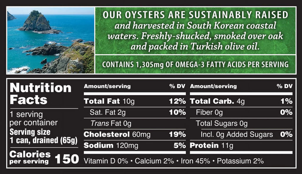 Smoked Oysters in Pure Olive Oil, 3-Ounce Cans (Pack of 18) N450