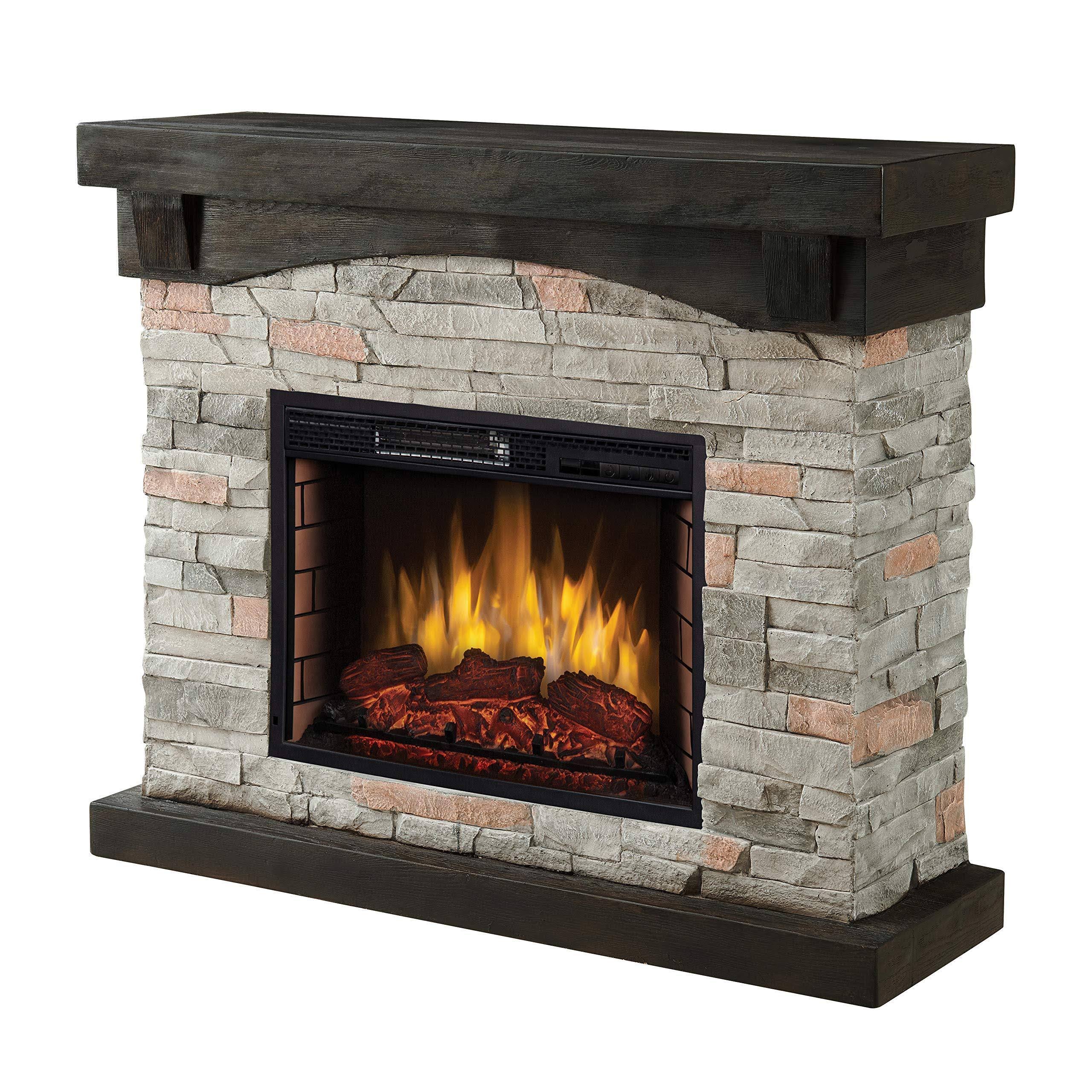 42x22 Grey Faux Stone Electric Fireplace X143832
