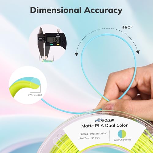 Silk PLA 3D Printer Filament Bundle, Dual Color 1.75mm, 4 Spools 200g Each B788170