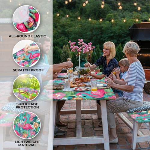 72x30 Inches 4Pcs Waterproof Polyester Picnic Table Cover with Carrying Bag J813741