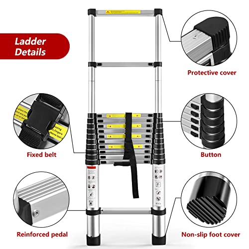 12.5 FT Telescoping Aluminum Ladder 330 LBS O884