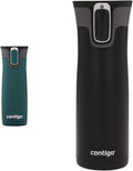 20oz Stainless Steel Vacuum Travel Mugs with Spill-Proof Lids, Chard and Matte Black H367922