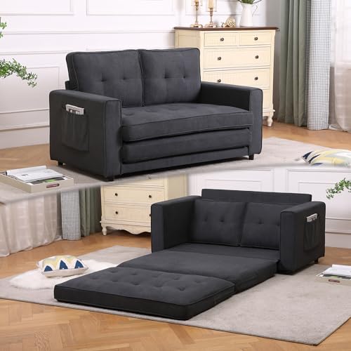 Dark Gray Upholstered Convertible Futon Sofa Bed D4639