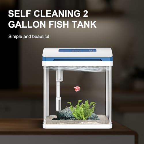 2 Gallon Glass Self-Cleaning Small Fish Tank P30107