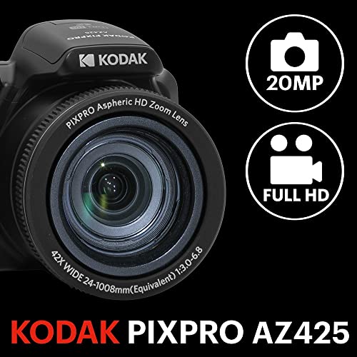 20MP Digital Camera 42X Optical Zoom 24mm Wide Angle Lens 1080P Full HD Video Optical Image Stabilization Li-Ion Battery 3" LCD Black Y987