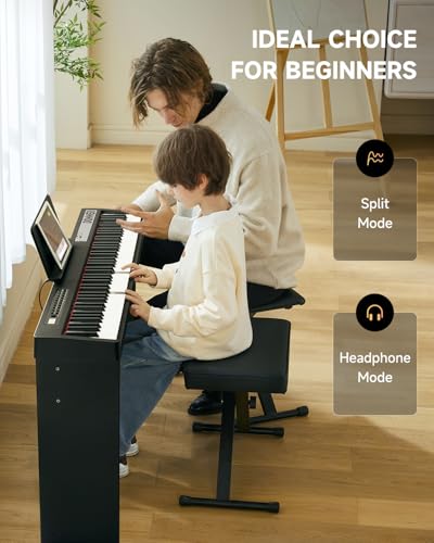 88 Keys Velocity-Sensitive Digital Piano with Removable Stand and Triple Pedal N7147