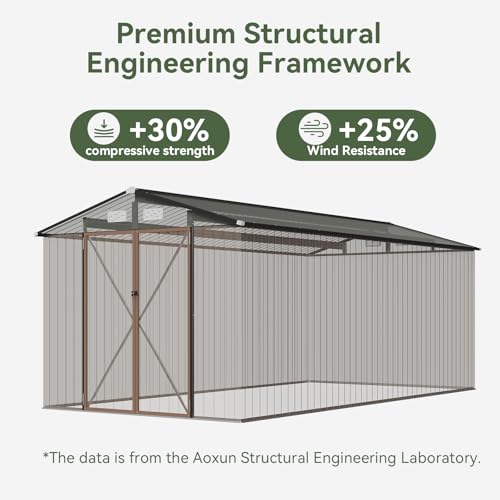 12x10 FT Brown Metal Steel Storage Shed Q300