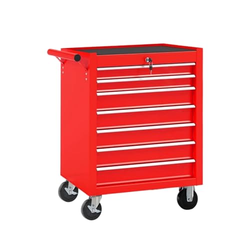 Black 7-Drawer Rolling Steel Tool Chest with Wheels F260996