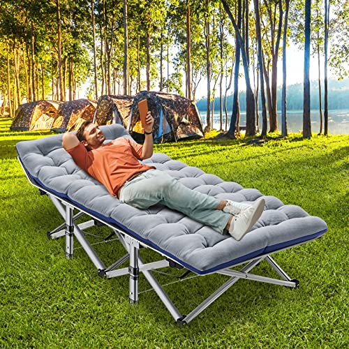 2PK Foldable Double Layer 1200D 500lb Loading Camping Cot with Carrying Bag Q72348