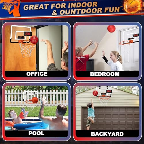 Over Door Basketball Hoop with 9 Inch Rim 4 Mini Basketballs D2266