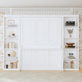White Full Size Solid Murphy Bed with Desk and Shelves R582381