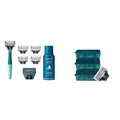 Men's Razor Set with 5 Razor Blade Refills, Travel Blade Cover, 2 oz Shave Gel (Sage) & Razor Blades Refills - 10 count I377146