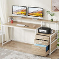 63 Inch Computer Desk with File Drawer Cabinet and Monitor Stand D382391