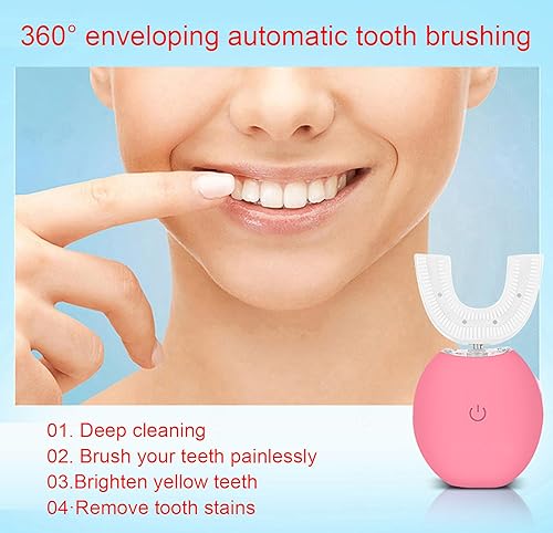 Pink Ultrasonic U Shaped Automatic Toothbrush I323433