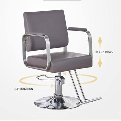 Grey Barber Chair with Heavy Duty Hydraulic Pump, 360 Degrees Swivel R245