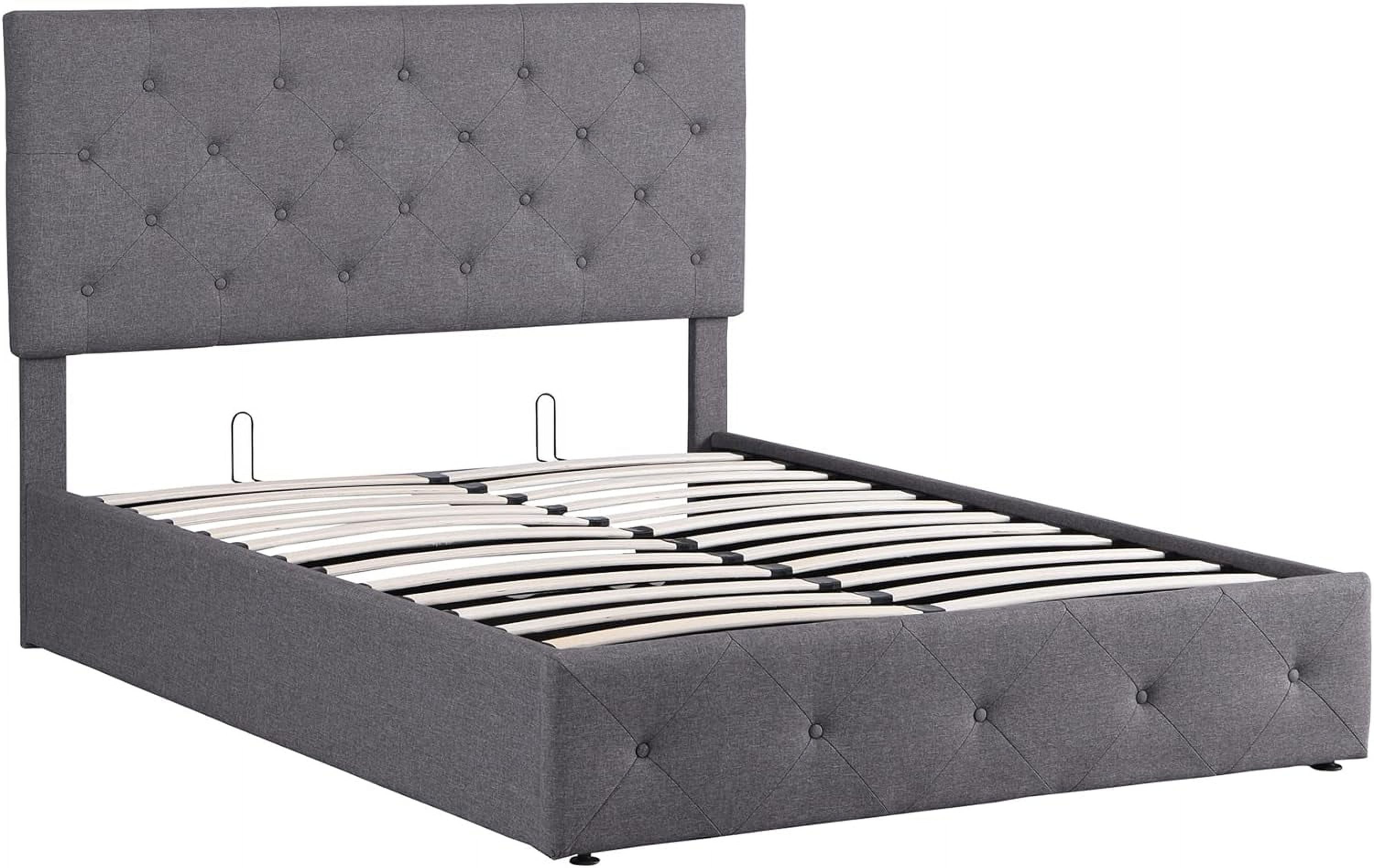 Grey Full Size Upholstered Platform Bed With Storage Y63468