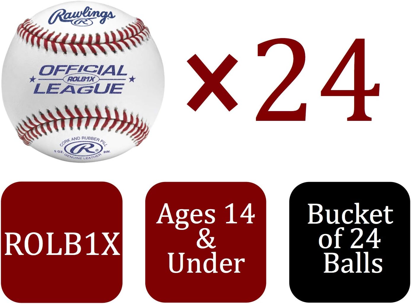 24 Count Official League Competition Grade Baseballs A160