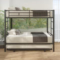 Black Twin Over Twin Metal Bunk Bed with Trundle Y4163