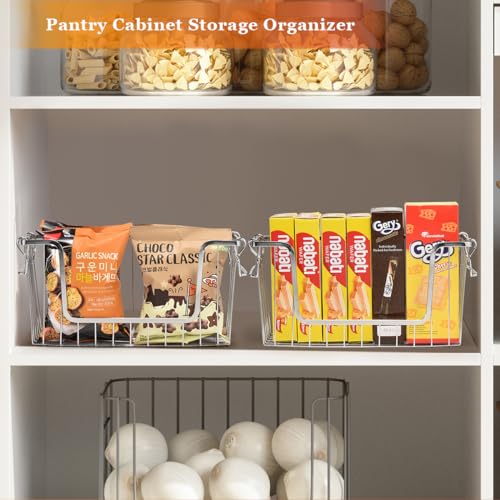 Set of 4 Stackable Metal Wire Freezer Bins with Foldable Handles K99687