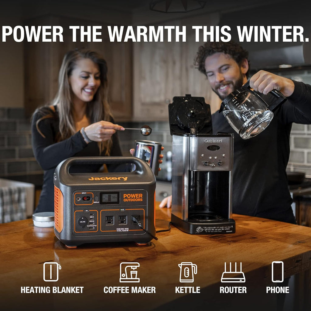 Solar Generator 1000 with 2X SolarSaga 100W and 3x110V/1000W AC Outlets Lithium Battery Pack H9673