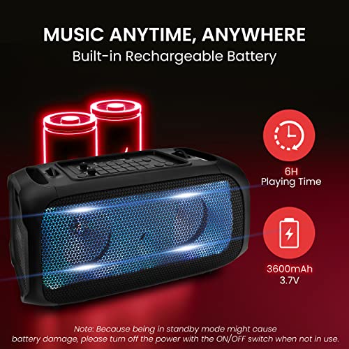 600W Rechargeable Portable Boombox Speaker with Microphone T6272