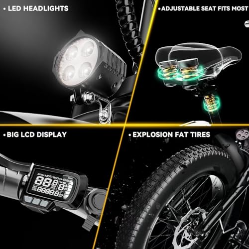 20" Fat Tire 48V 20AH Battery 7-Speed Folding Electric Bike P16873