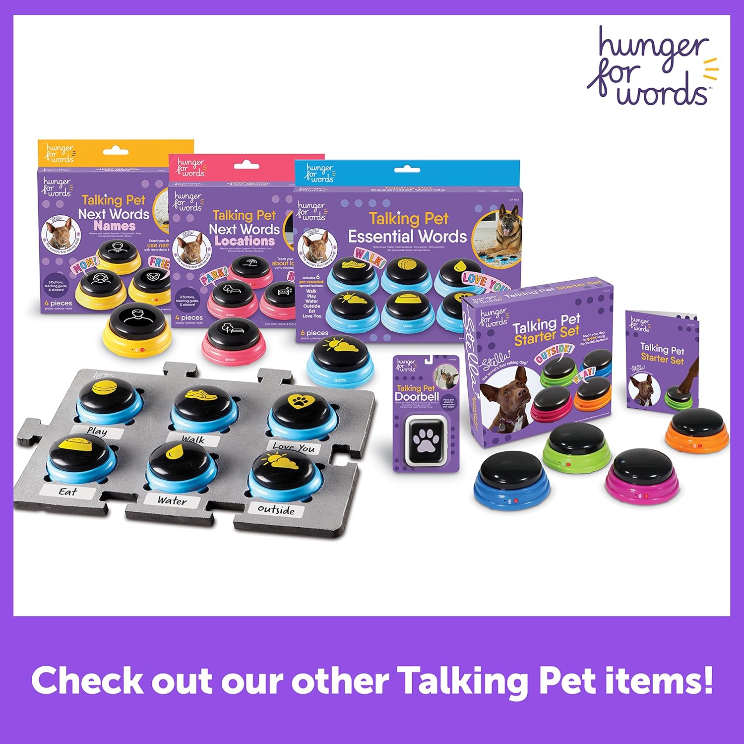 3 Piece Set of Recordable Speech Buttons for Dogs H396