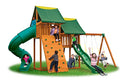 Solid Cedar Wood Swing Set with Clubhouses, Rock Wall, Spiral Slide, Swings Z4864