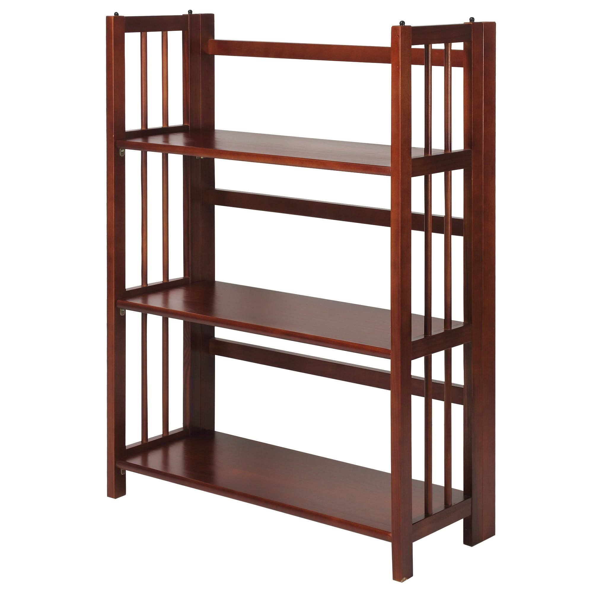 3-Shelf Folding Stackable Bookcase, Walnut W60945