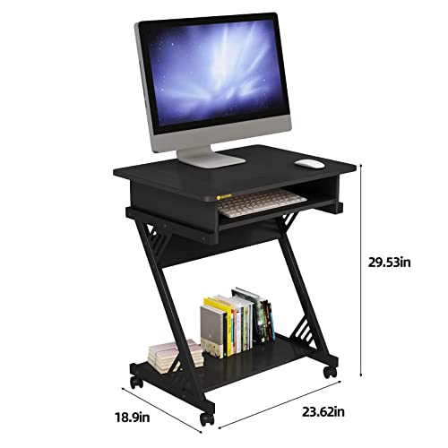 Brown Rolling Computer Desk with Keyboard Tray B18346