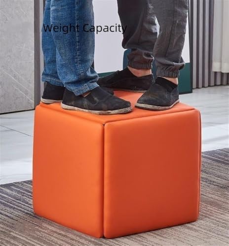 Brown Leather Rolling Cube Ottoman E812233
