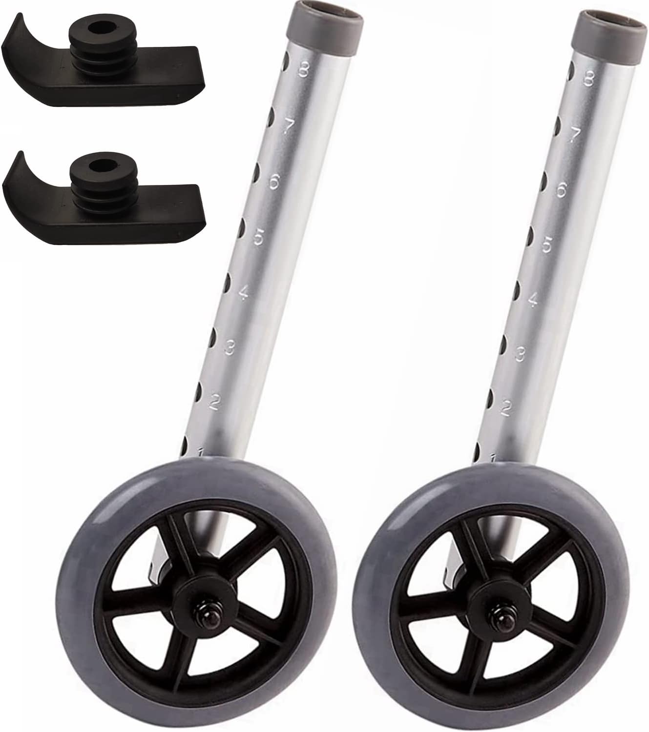 Rubber Universal Walker Caster Wheel 1 Pair 4 PCS T136