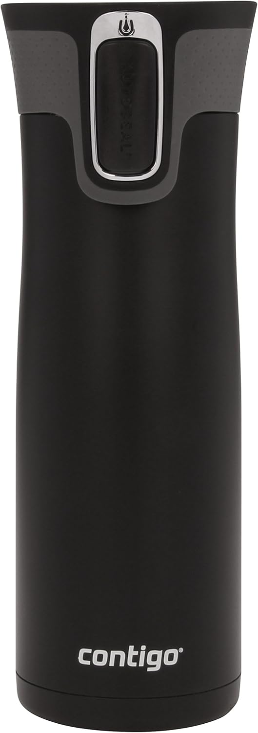 20oz Stainless Steel Vacuum Travel Mugs with Spill-Proof Lids, Chard and Matte Black H367922