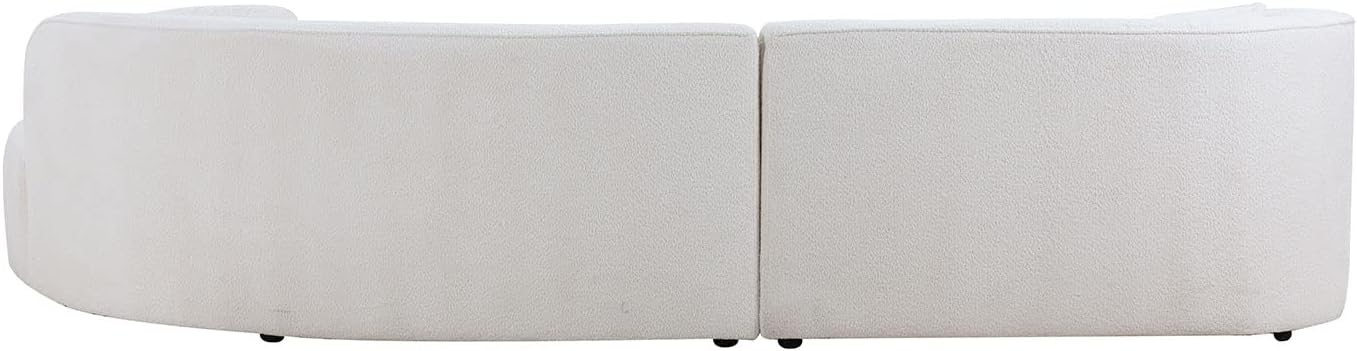 White Boucle Curved Sofa with Chaise 2 Set V253