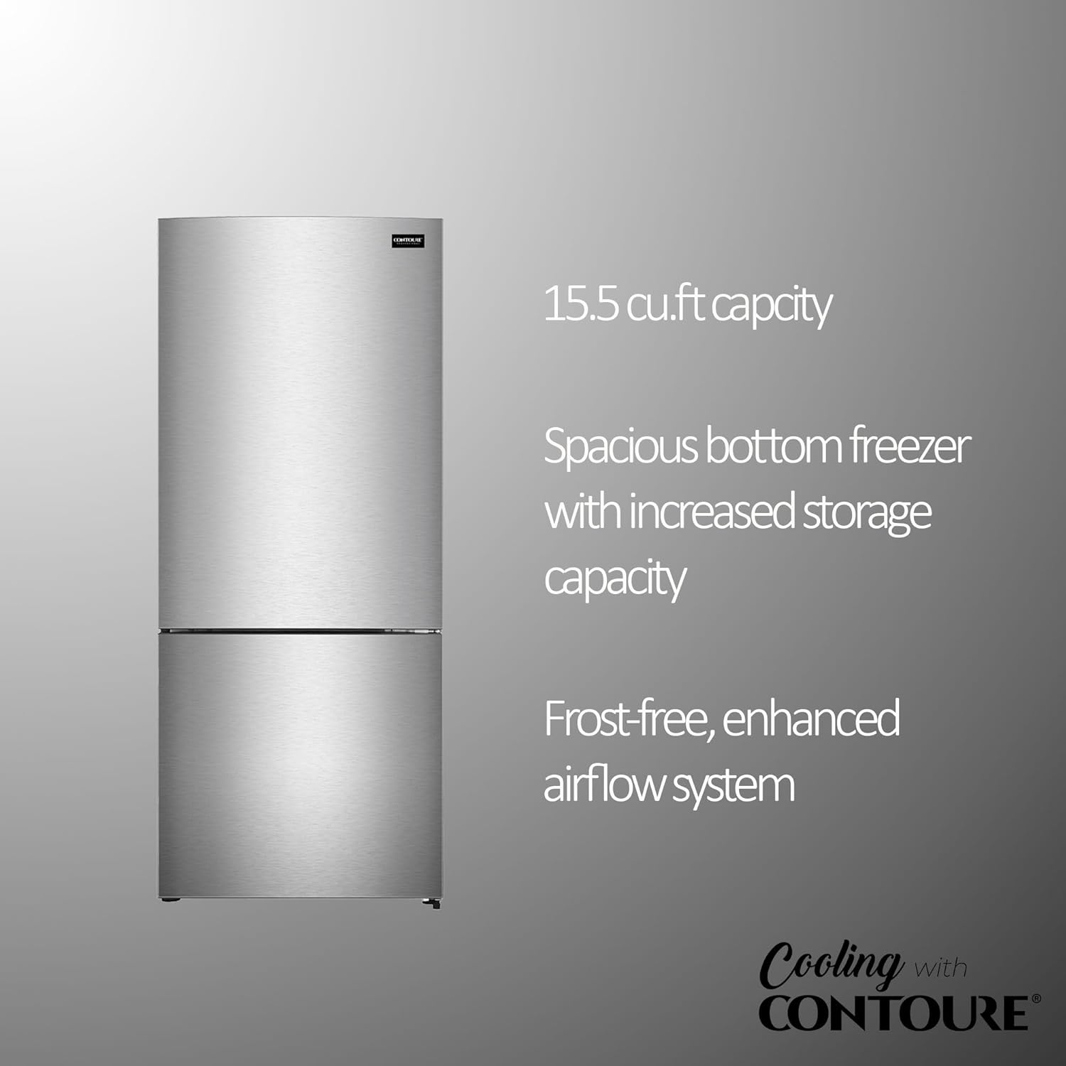 15.5 cu.ft. Stainless Steel Bottom Freezer Refrigerator U714439