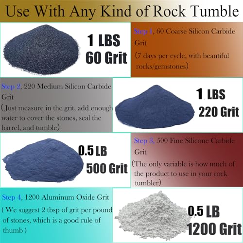3 LBS Rock Tumbler Grit Set - 4 Step Tumbling Media G240952