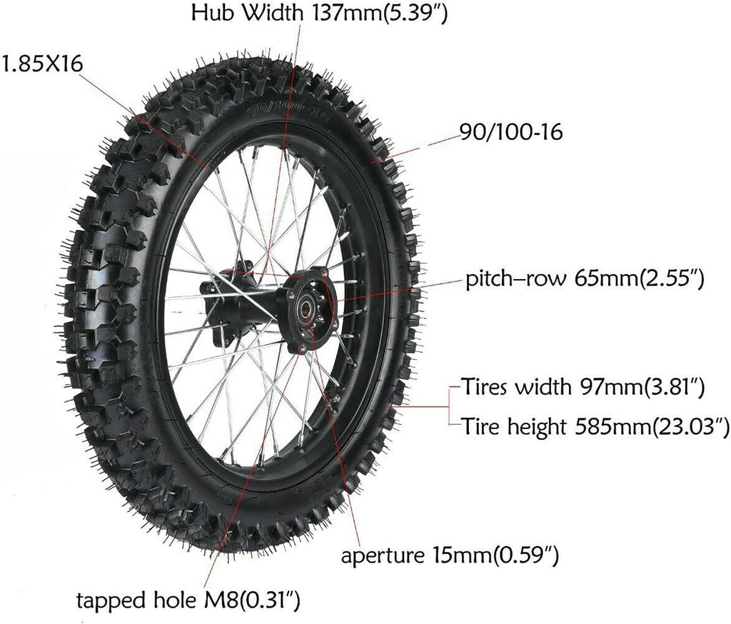 Rear Tire Rim Wheel & Sprocket Assembly for Dirt Pit Bike H306565
