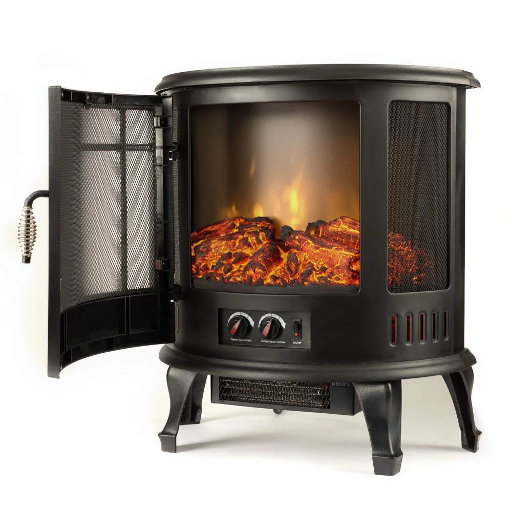 Black Free Standing Electric Fireplace Stove J64465