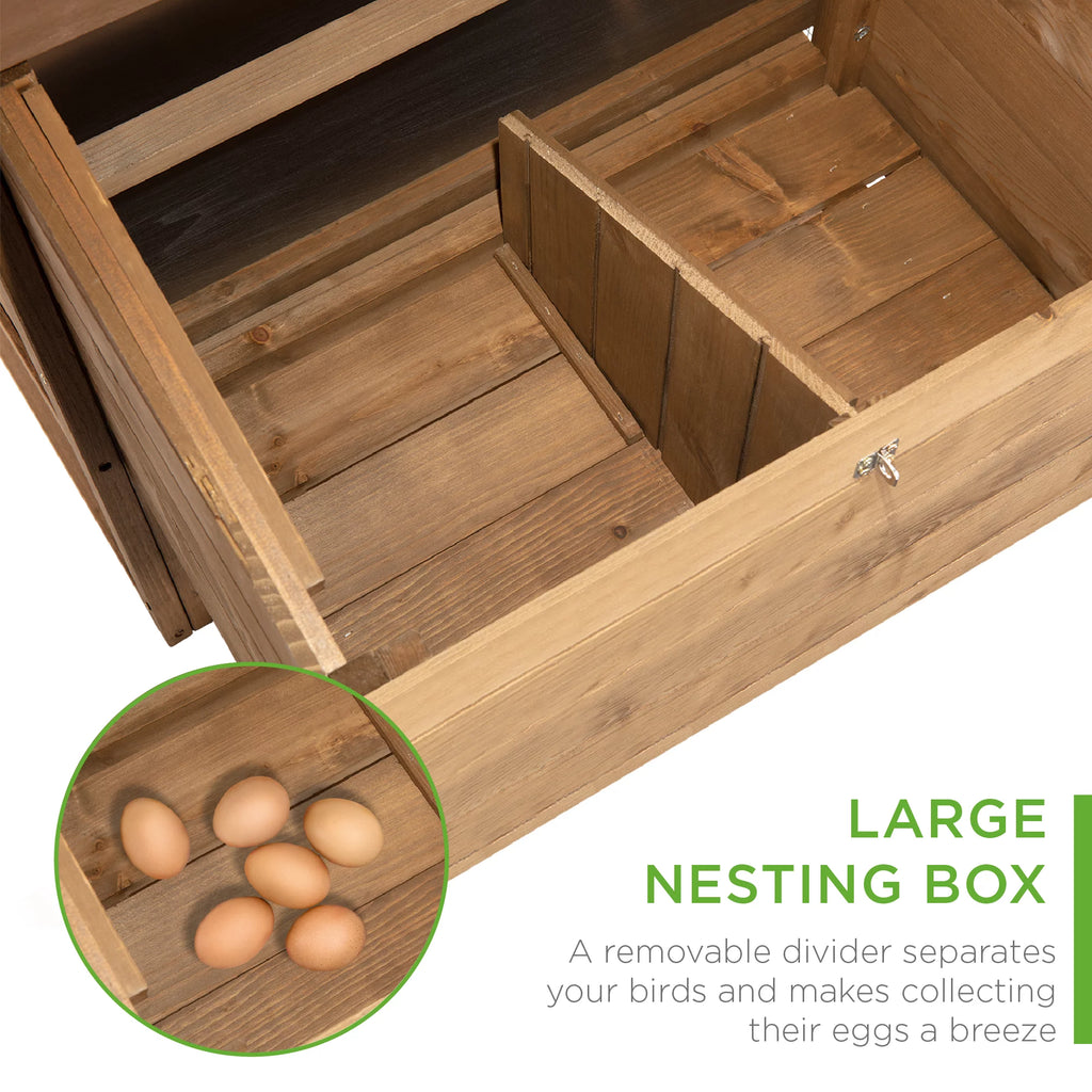 70in Mobile Fir Wood Chicken Coop with Wheels S916