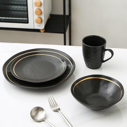 Black Porcelain Dinnerware Set, 16-Piece, Service For 4 X22042