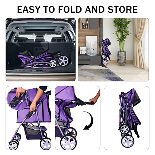 4 Wheel Folding Pet Stroller with Detachable Carrier J317