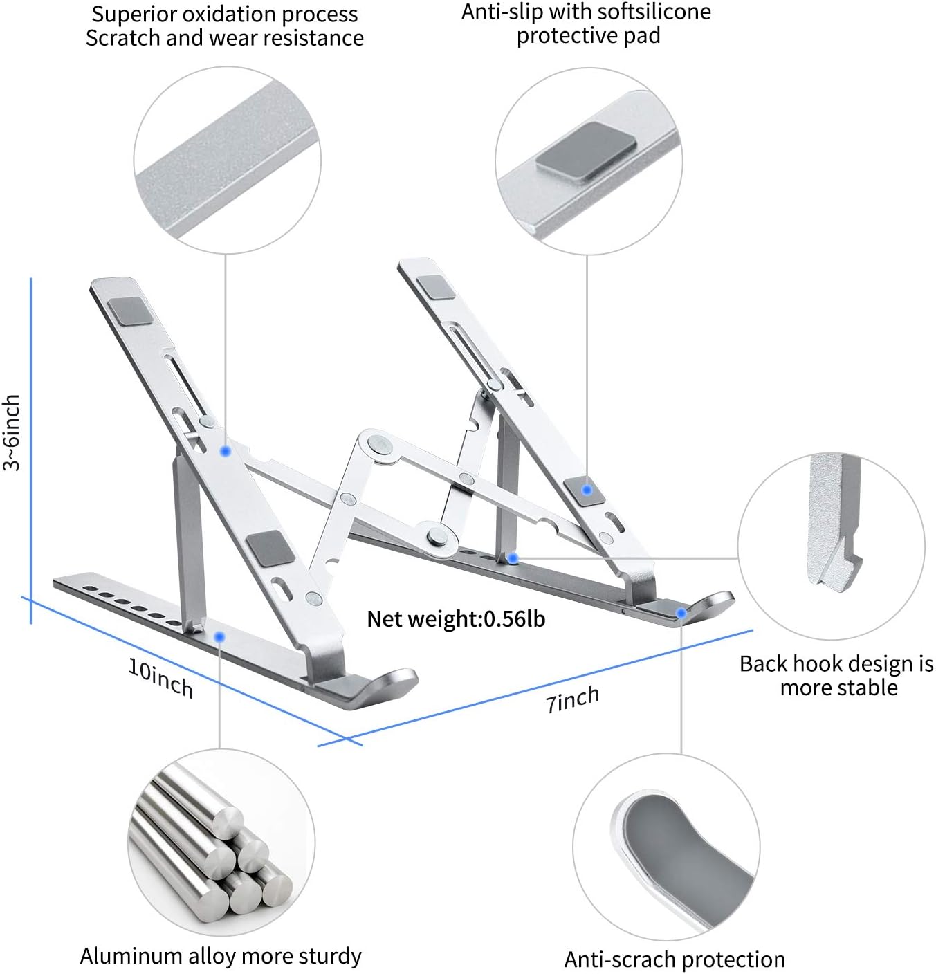 Adjustable Aluminum Laptop Stand 2pcs S951