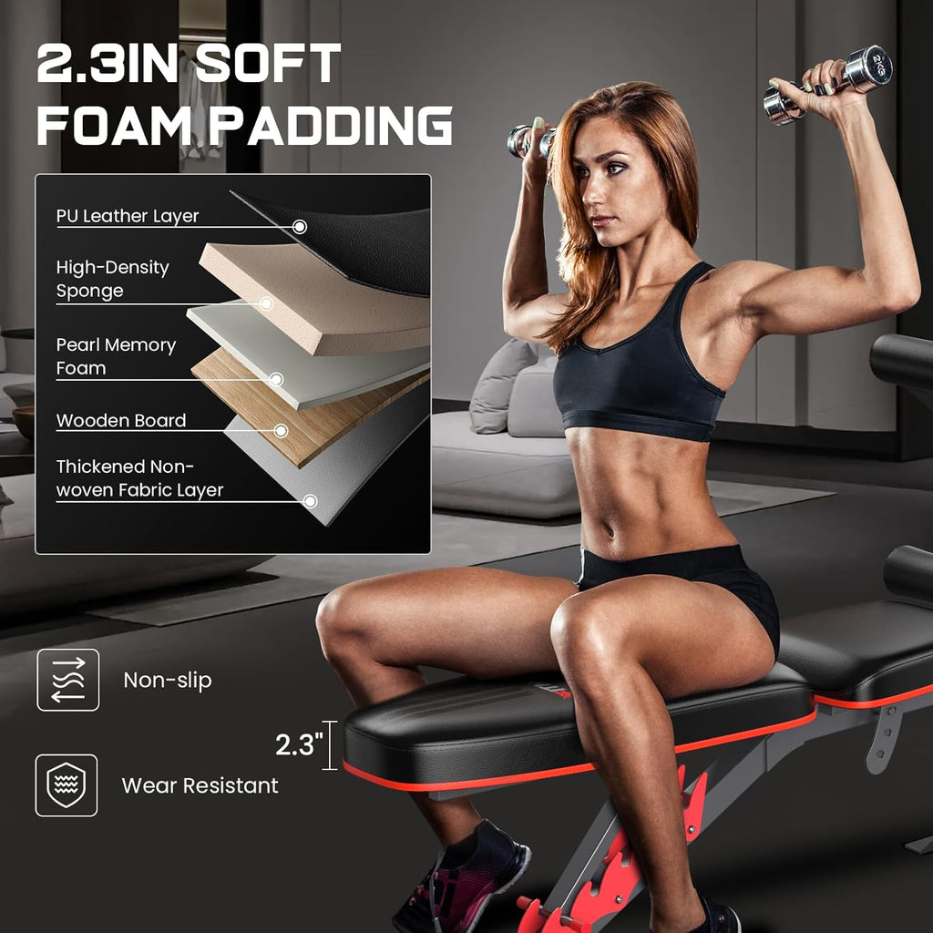 800lbs Load Adjustable Weight Bench with Leg Extension and Preacher Pad H757169