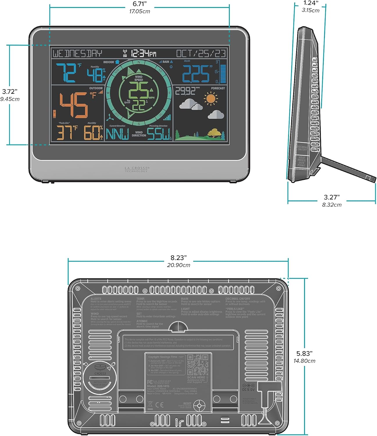 Wireless Color Weather Station with Cyclone Sensor B339