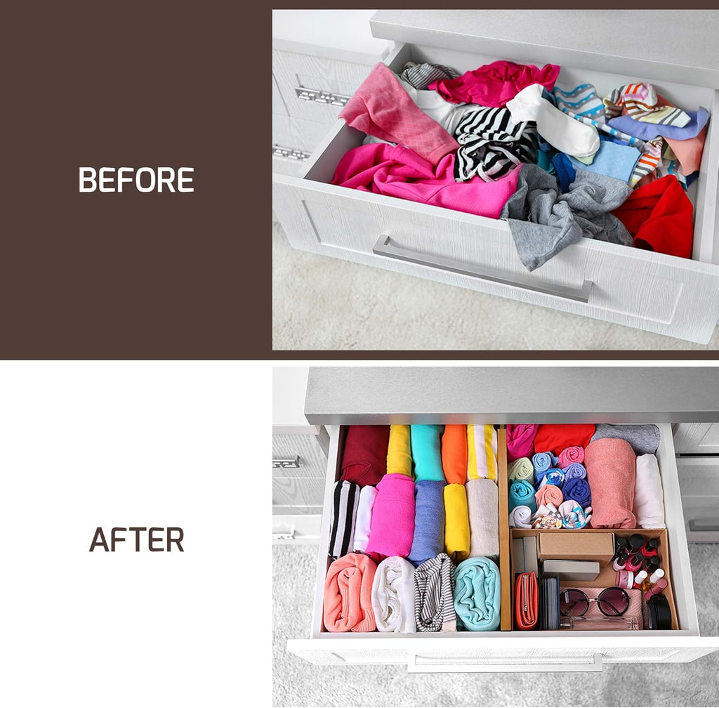 Natural Bamboo 2-Pack Expandable Drawer Divider Organizers B4234