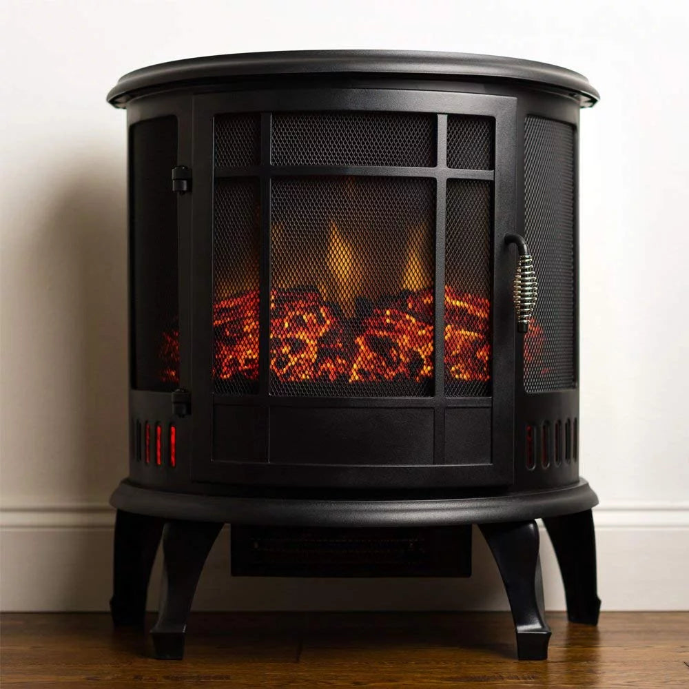 Black Free Standing Electric Fireplace Stove J64465