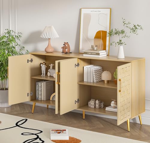 Natural Rattan Storage Cabinet with Metal Legs D59116