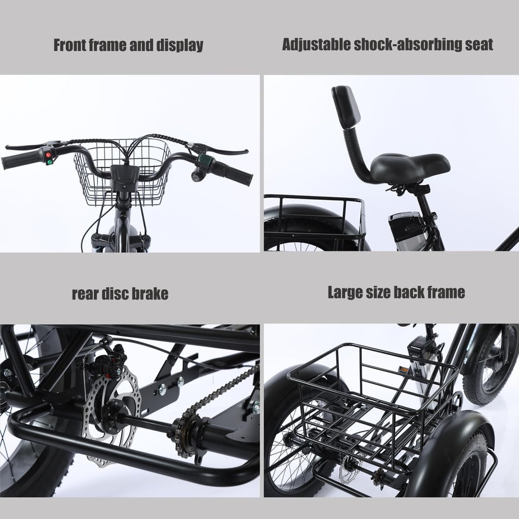 48V12AH Battery Electric Tricycle with Storage Basket K3733