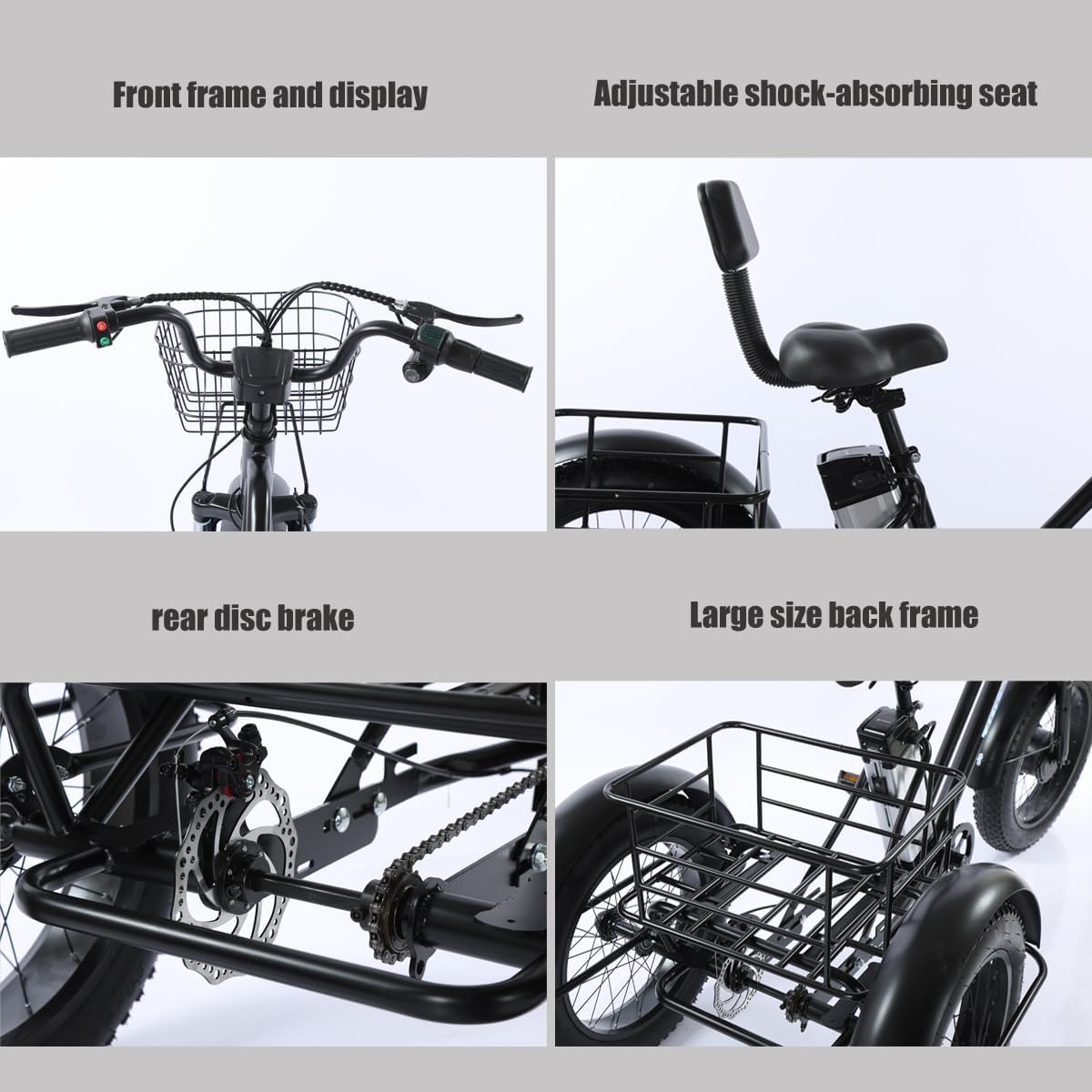 48V12AH Battery Electric Tricycle with Storage Basket K3733